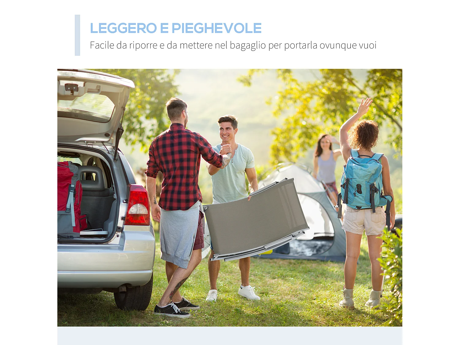 Set 2 sdraio da giardino pieghevoli in alluminio e textilene