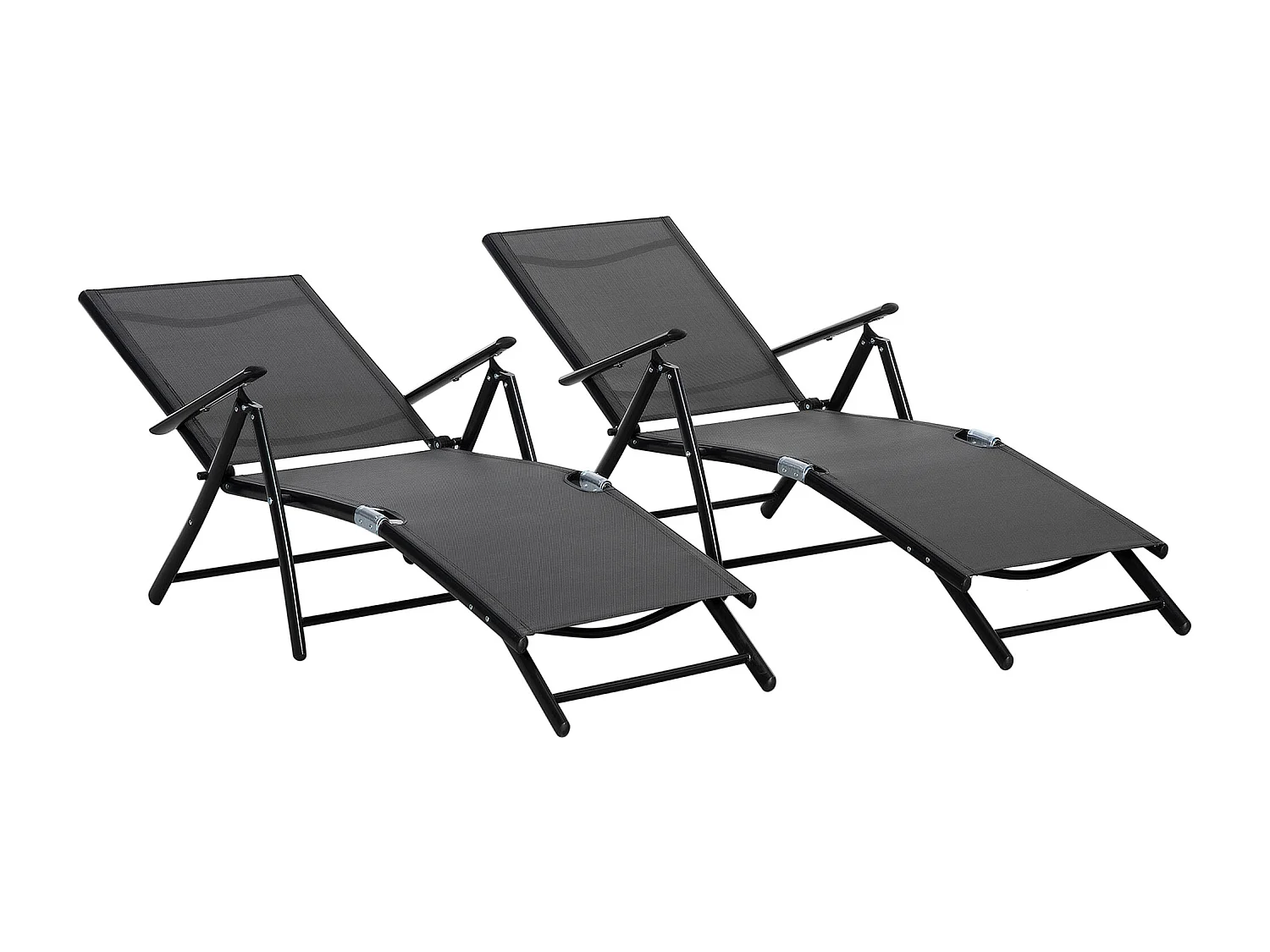 Set 2 sdraio da giardino pieghevoli e schienale regolabile