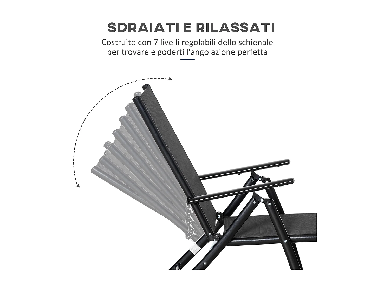 Set 2 sdraio da giardino pieghevoli e schienale regolabile