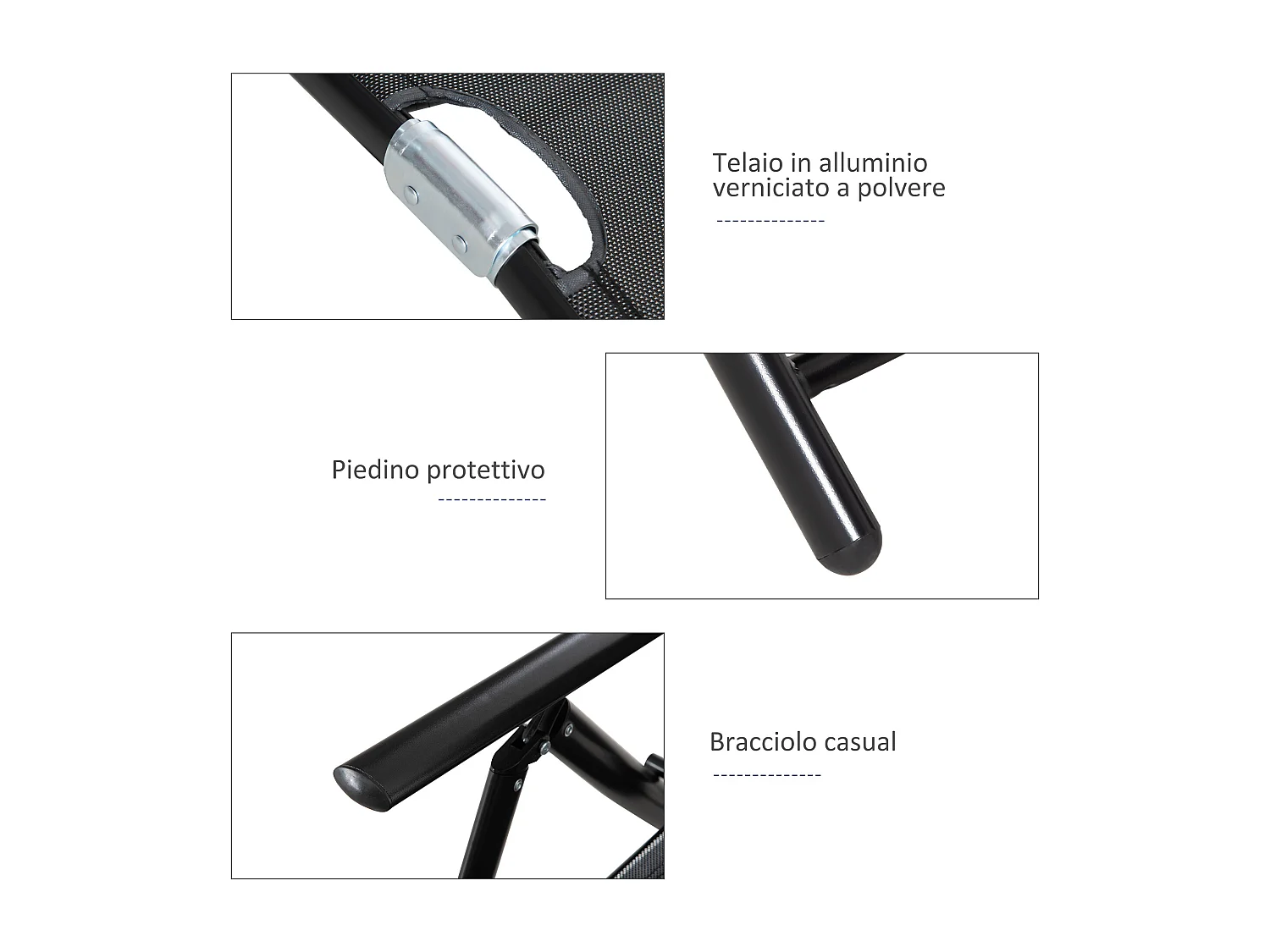 Set 2 sdraio da giardino pieghevoli e schienale regolabile