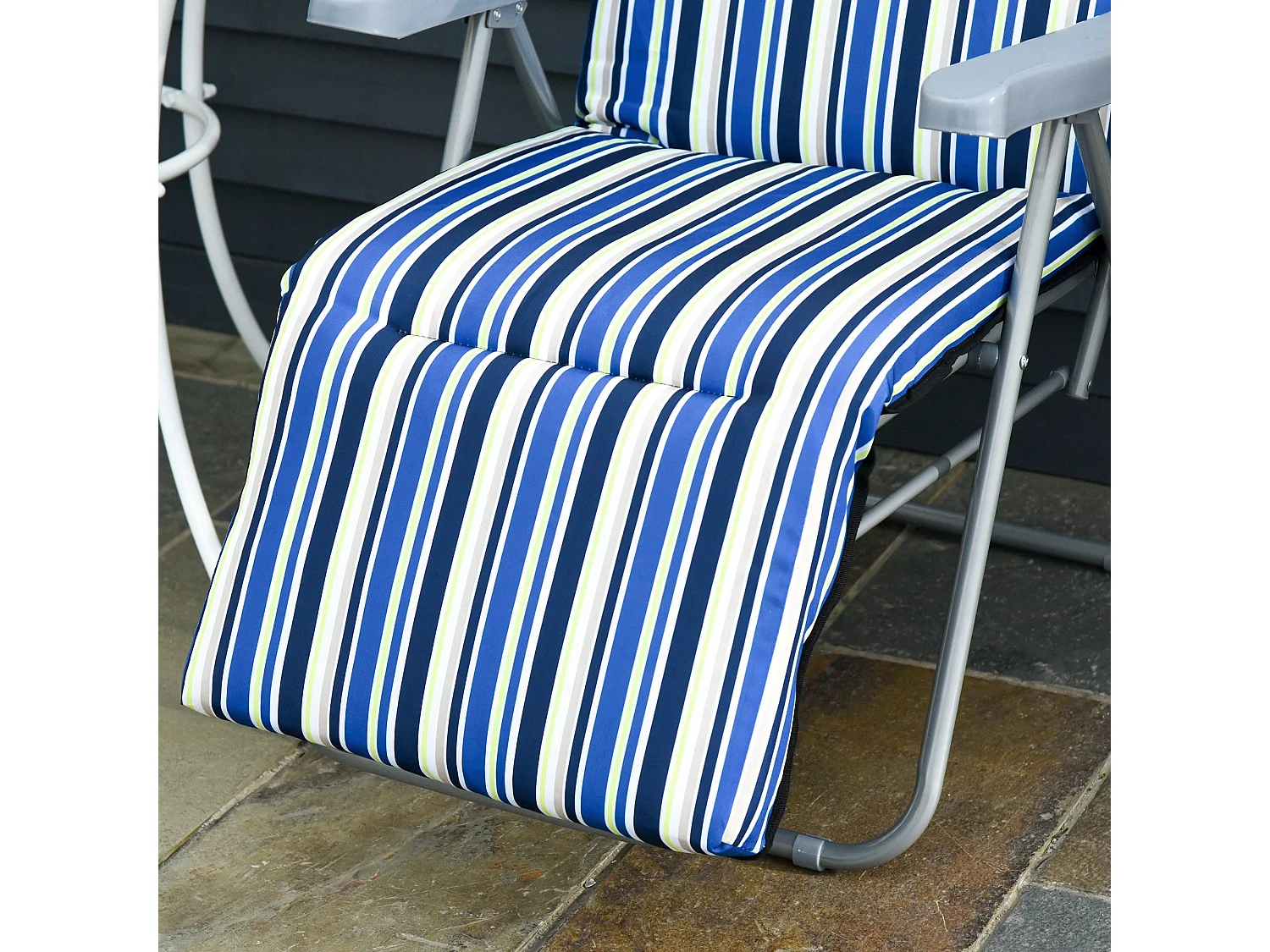 Set 2 sedie sdraio pieghevoli e regolabili a 5 livelli blu e crema