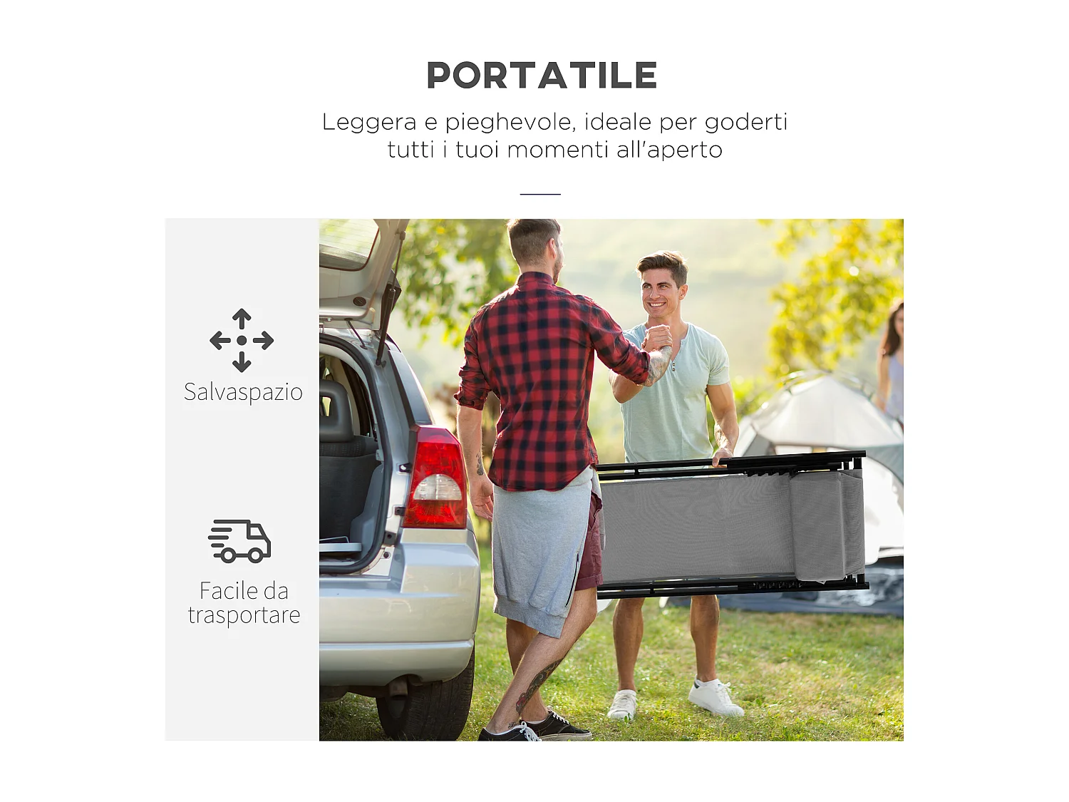 Set 2 sedie sdraio pieghevoli e reclinabili in alluminio grigio