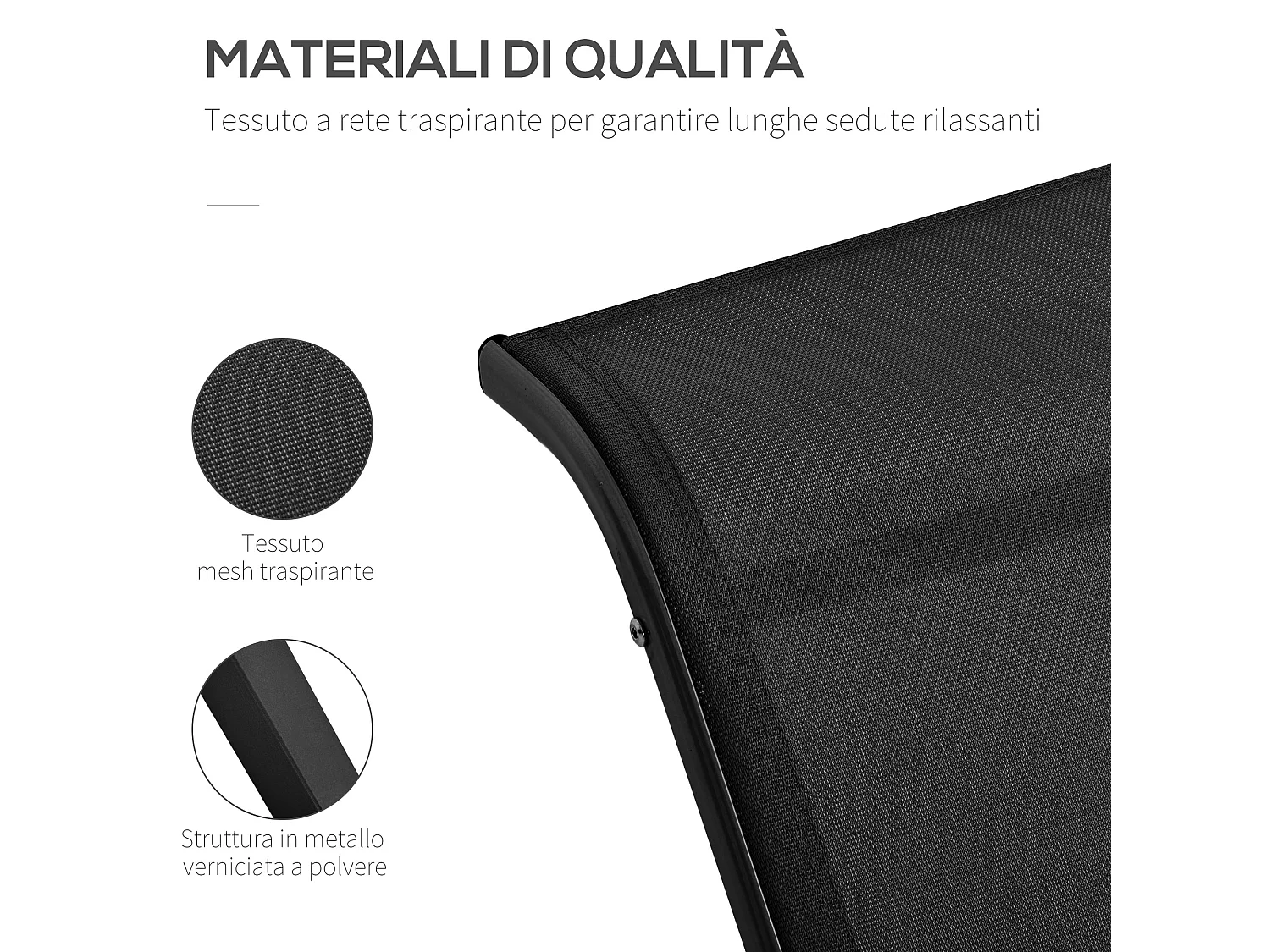 Set 2 sdraio da giardino e 1 tavolino con ripiano nero