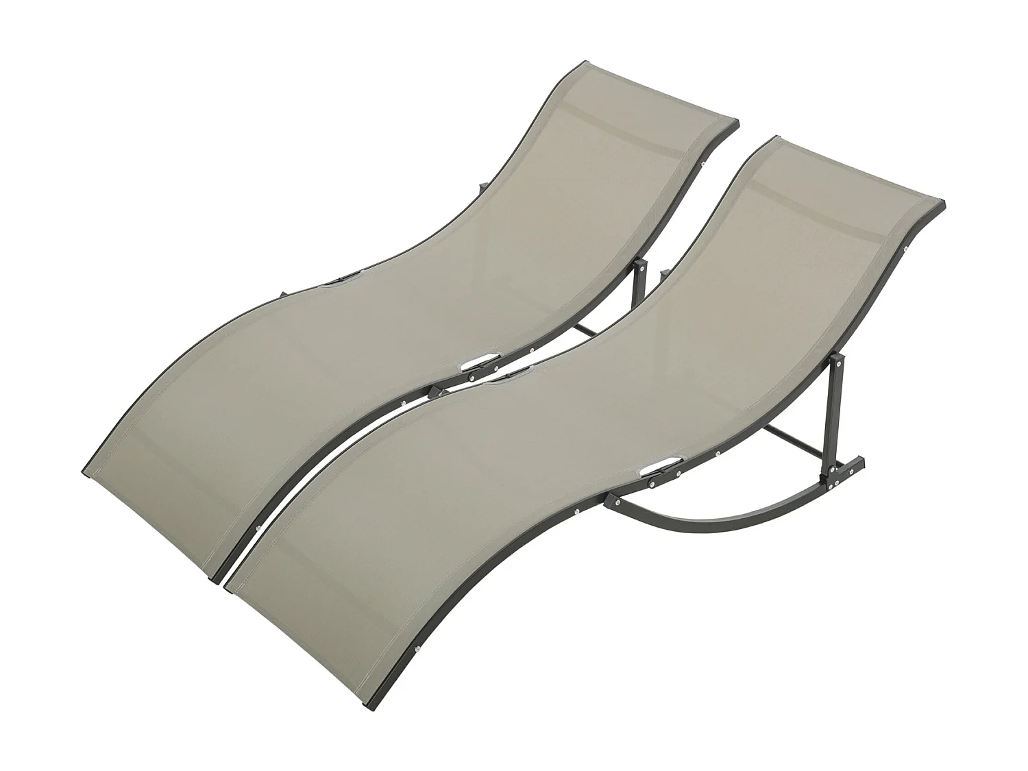 Set 2 sdraio da giardino pieghevoli in alluminio e textilene