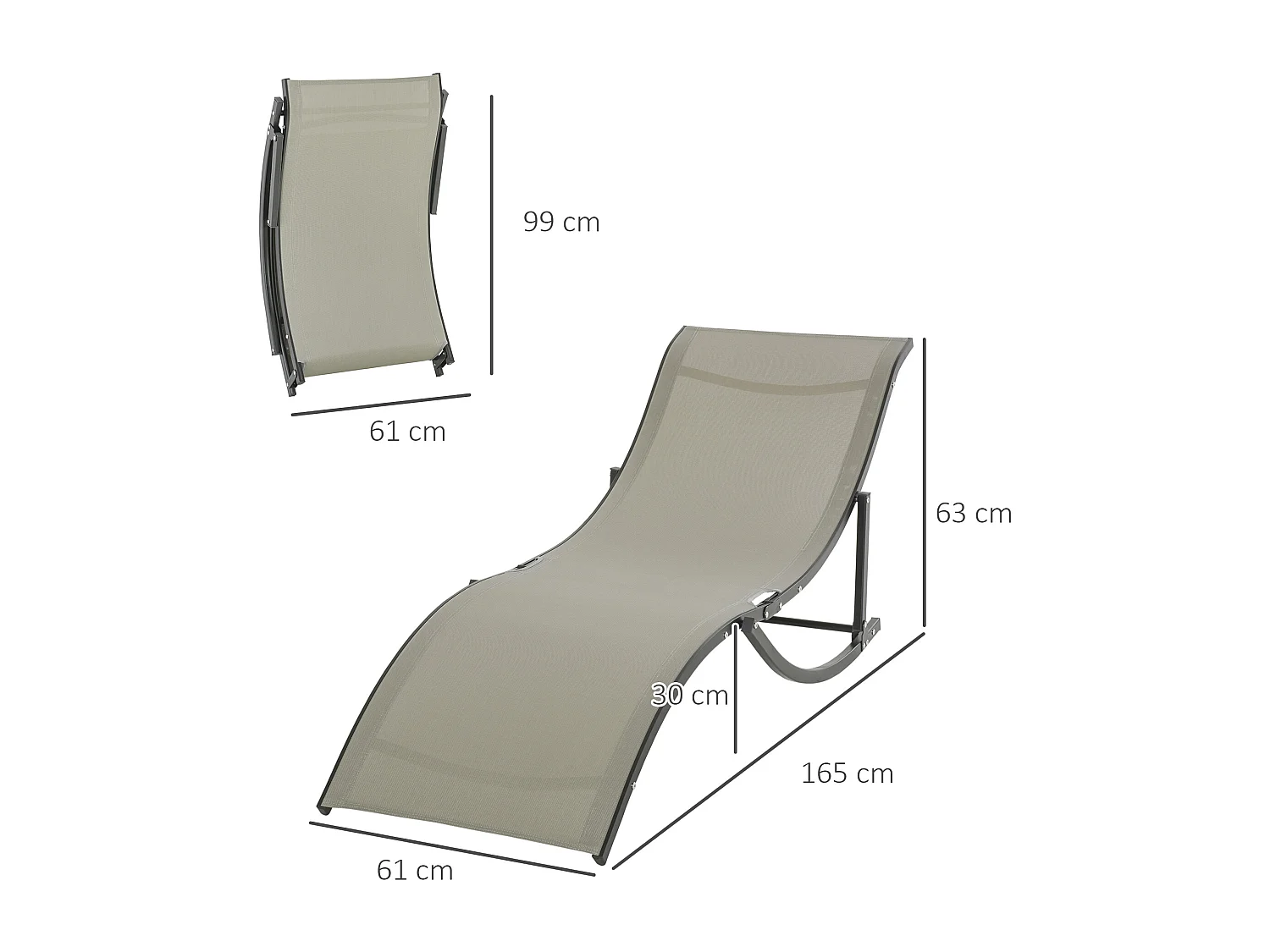 Set 2 sdraio da giardino pieghevoli in alluminio e textilene