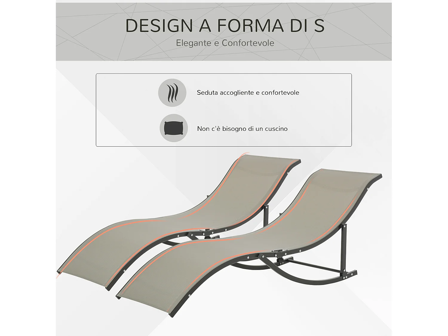 Set 2 sdraio da giardino pieghevoli in alluminio e textilene