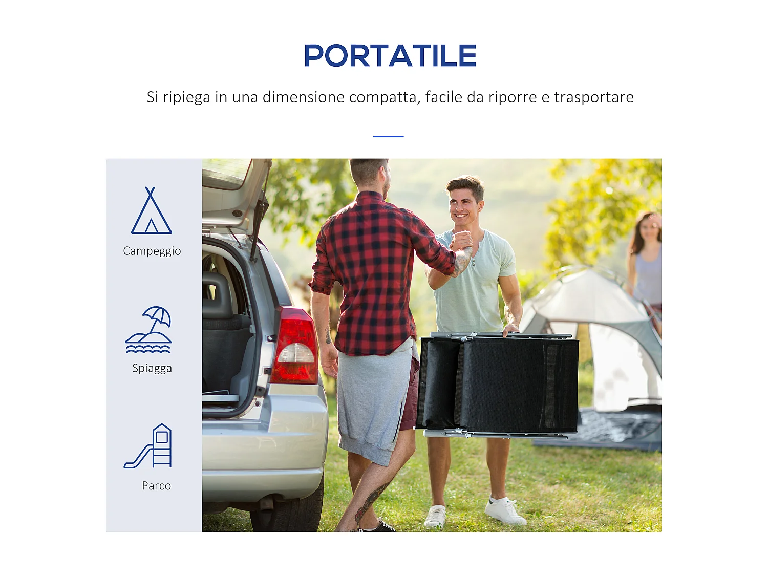 Lettino sdraio da giardino pieghevole e reclinabile nero