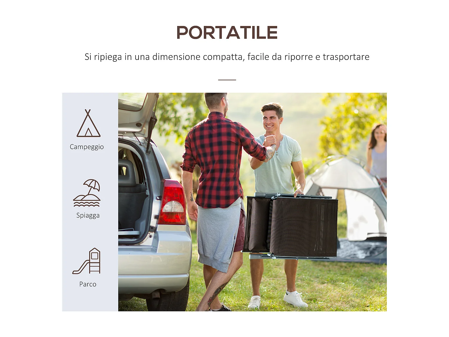 Sdraio da giardino pieghevole con materassino schienale 7 reclinazioni