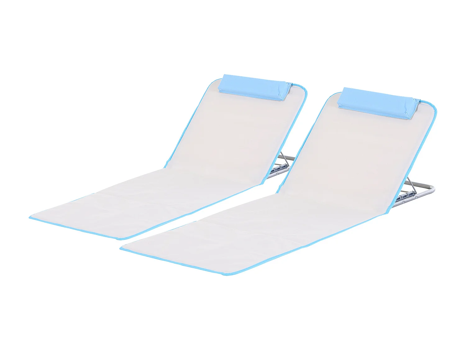 Set 2 lettini sdraio pieghevoli con schienale regolabile beige