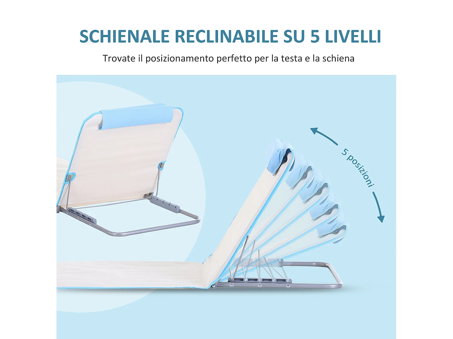 Set 2 lettini sdraio pieghevoli con schienale regolabile beige