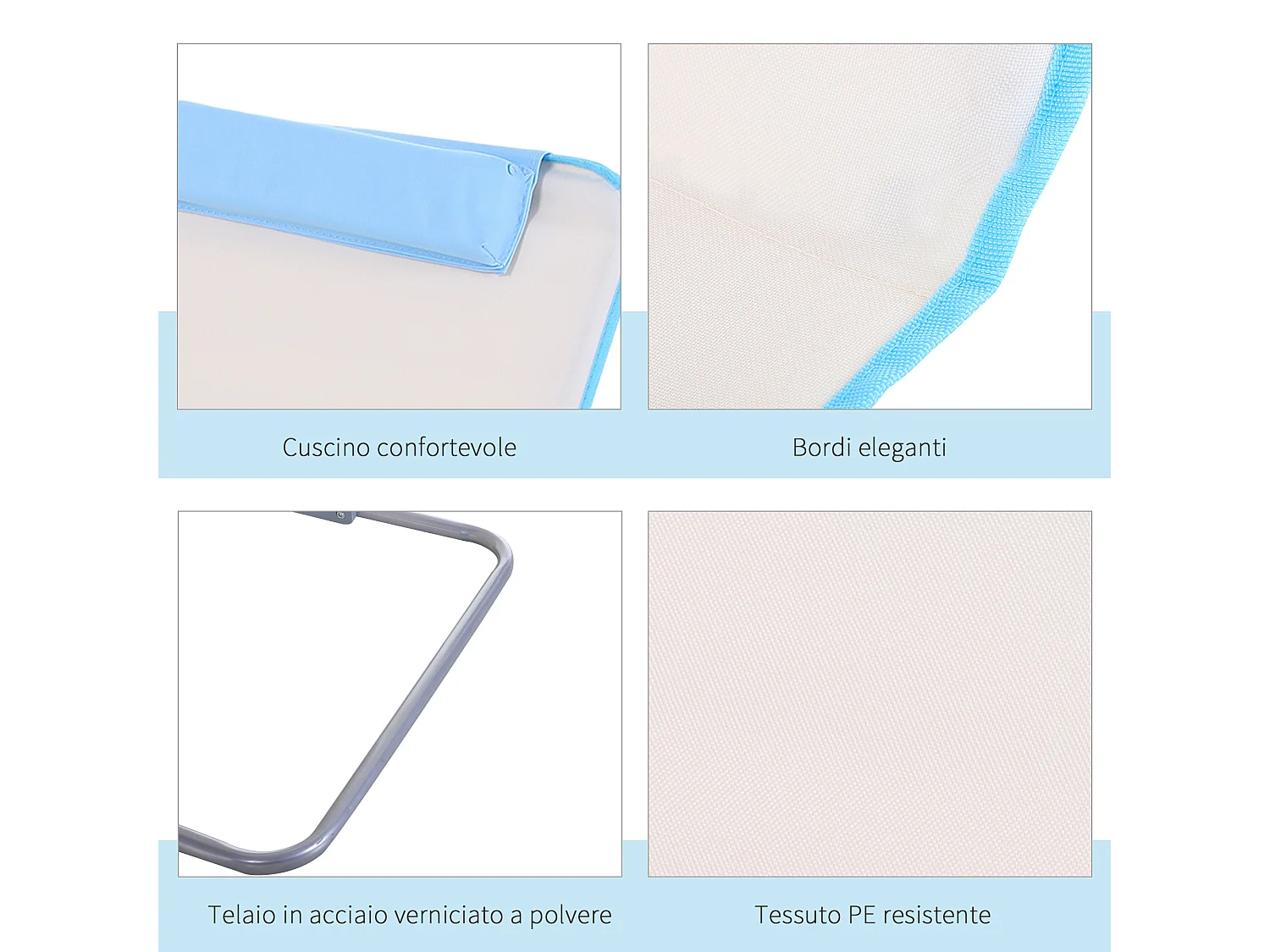 Set 2 lettini sdraio pieghevoli con schienale regolabile beige