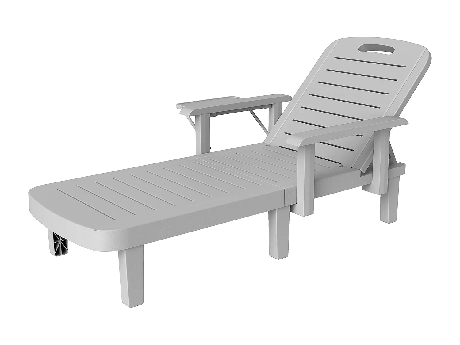 Sdraio da giardino regolabile con tavolino e braccioli grigio chiaro