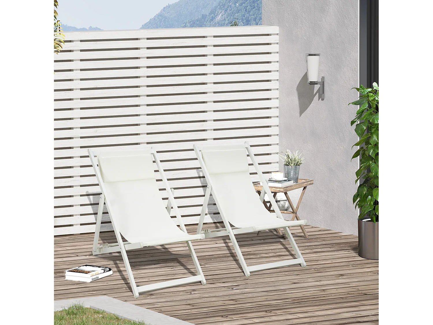 Set 2 sedie sdraio pieghevoli in alluminio 100x60x85 cm