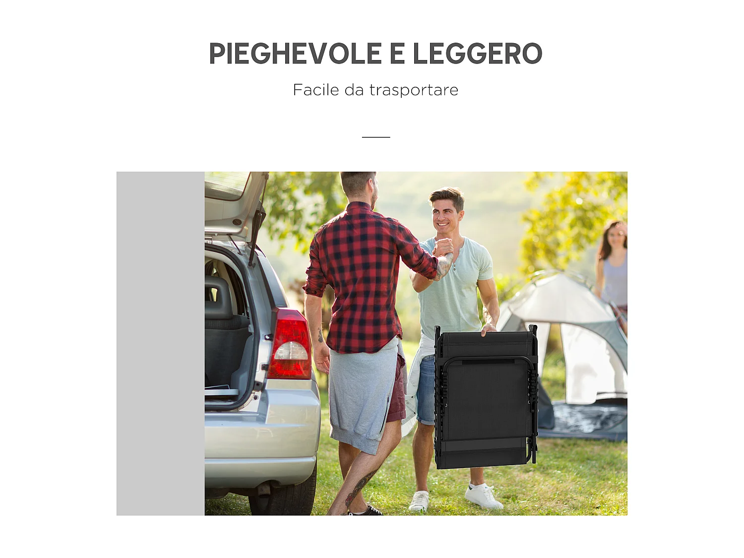 Set 2 lettini prendisole con schienale reclinabile 4 livelli nero