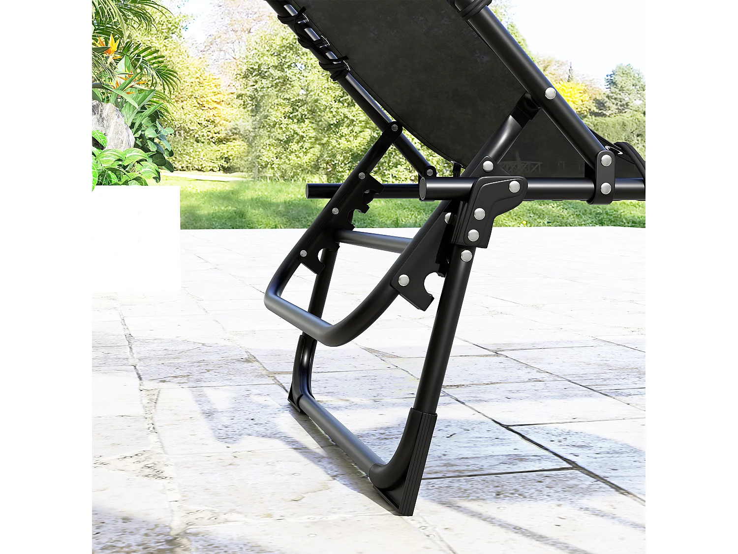 Set 2 lettini prendisole con schienale reclinabile 4 livelli nero