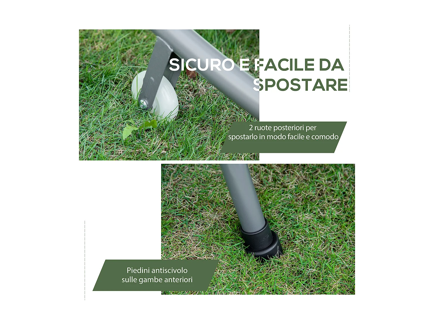 Lettino a 2 posti con tettuccio regolabile e cuscini crema