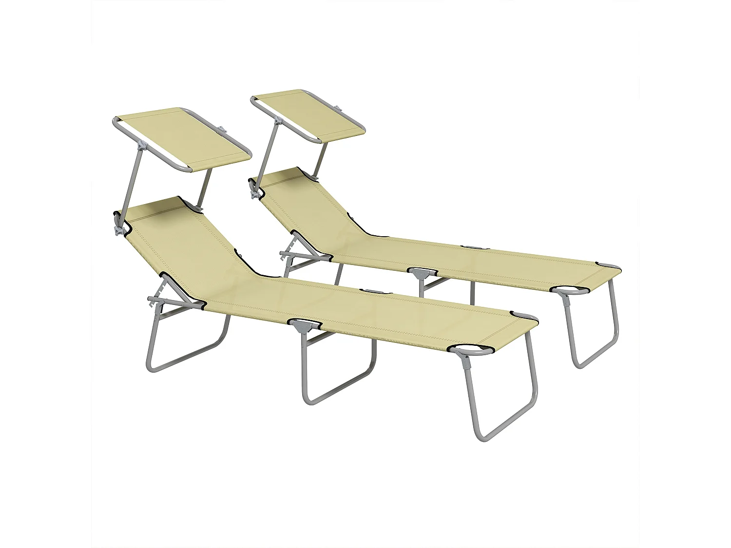 Set 2 sdraio da giardino pieghevoli con tettuccio regolabile beige