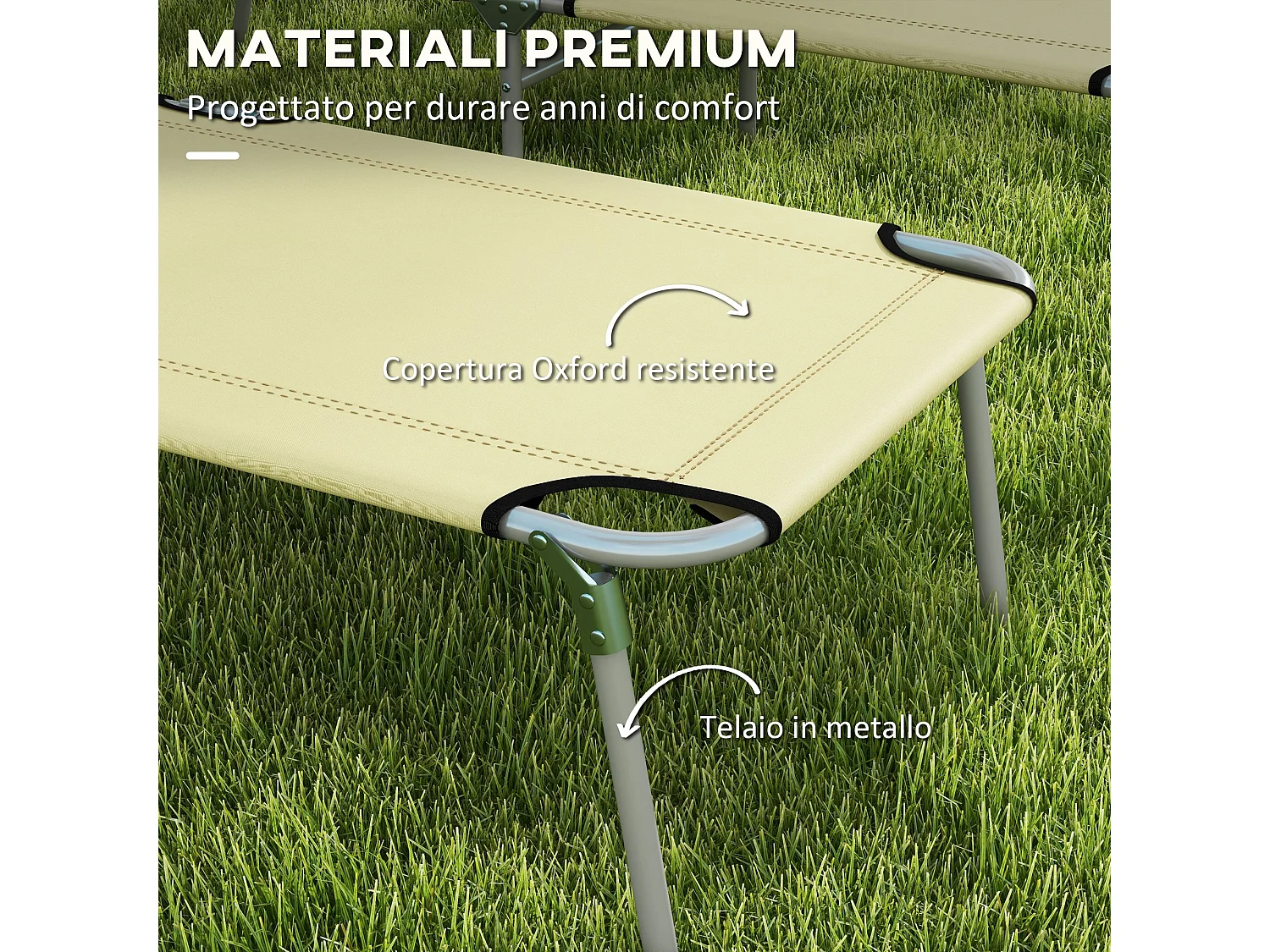 Set 2 sdraio da giardino pieghevoli con tettuccio regolabile beige