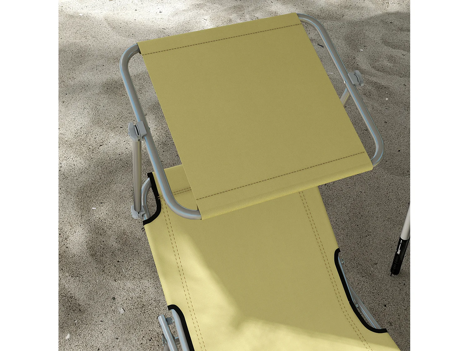 Set 2 sdraio da giardino pieghevoli con tettuccio regolabile beige