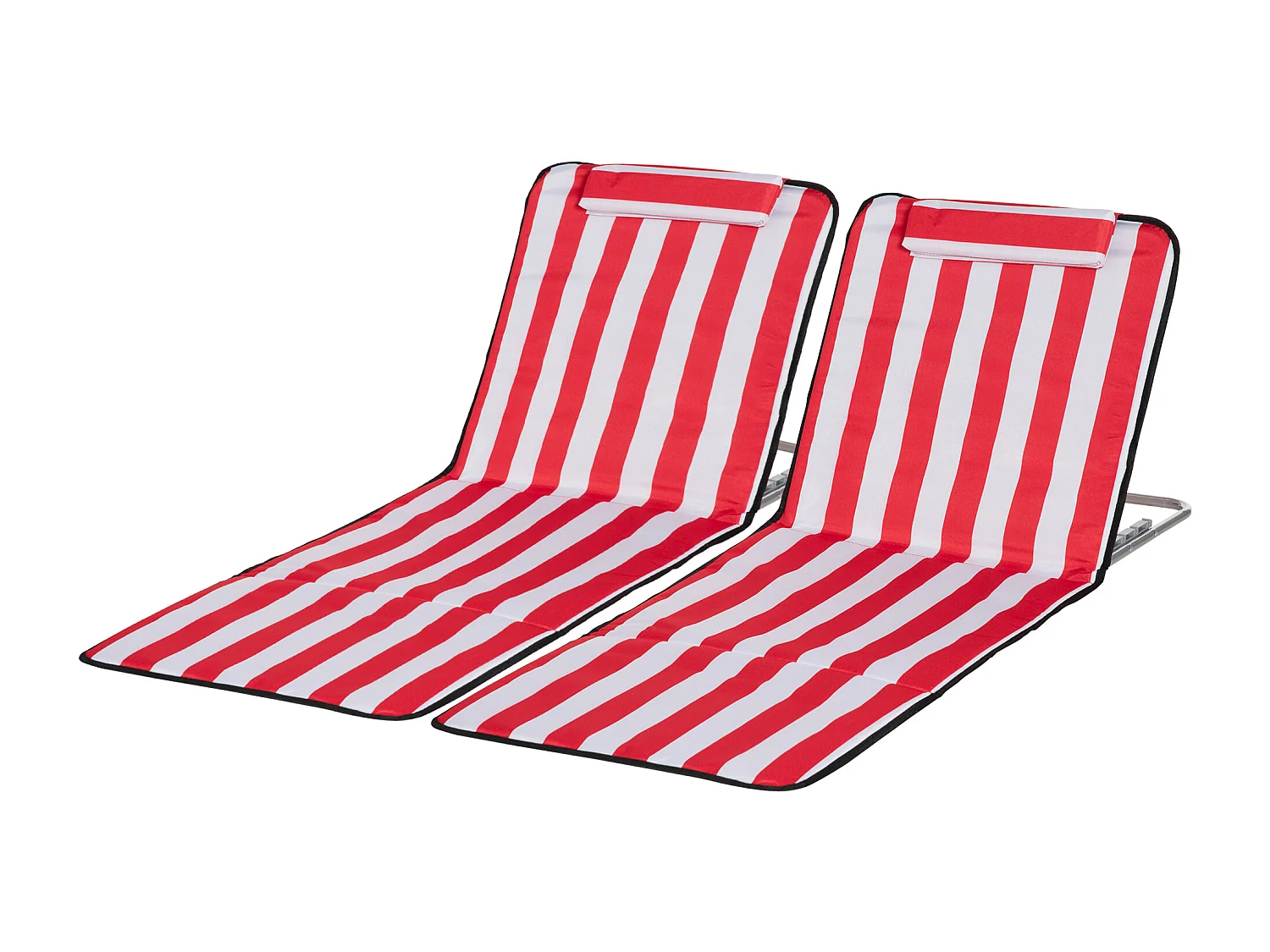 Set 2 lettini mare pieghevoli con schienale regolabile e borsa rosso