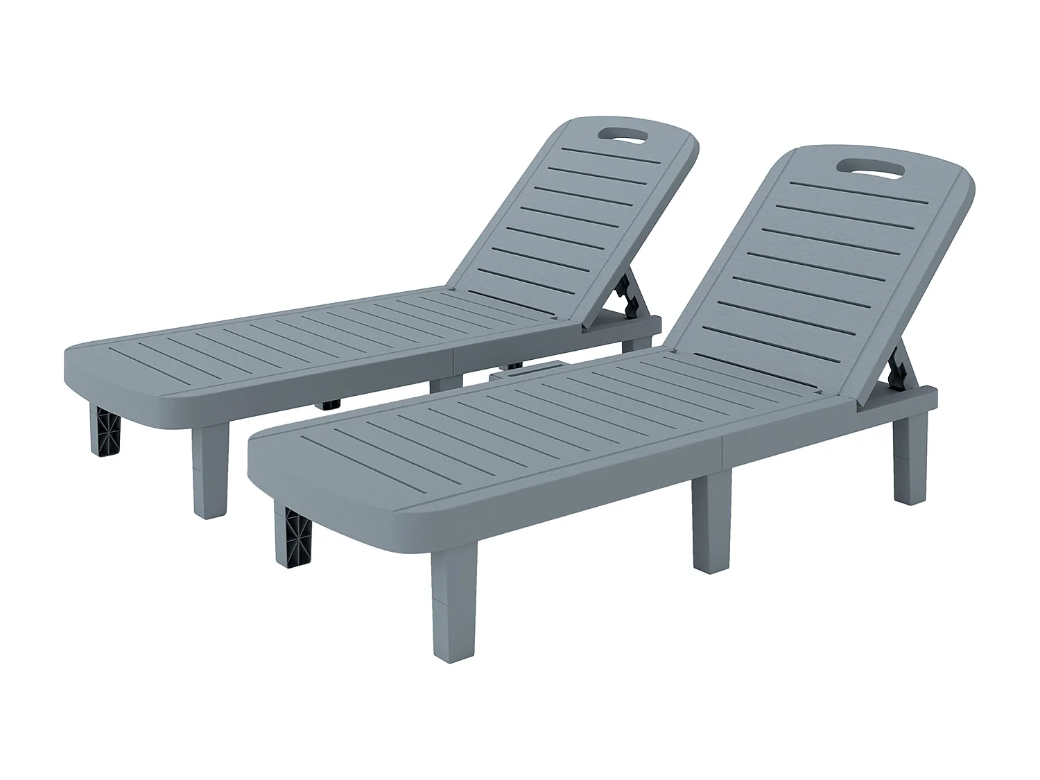 Set 2 lettini prendisole con schienale regolabile grigio scuro