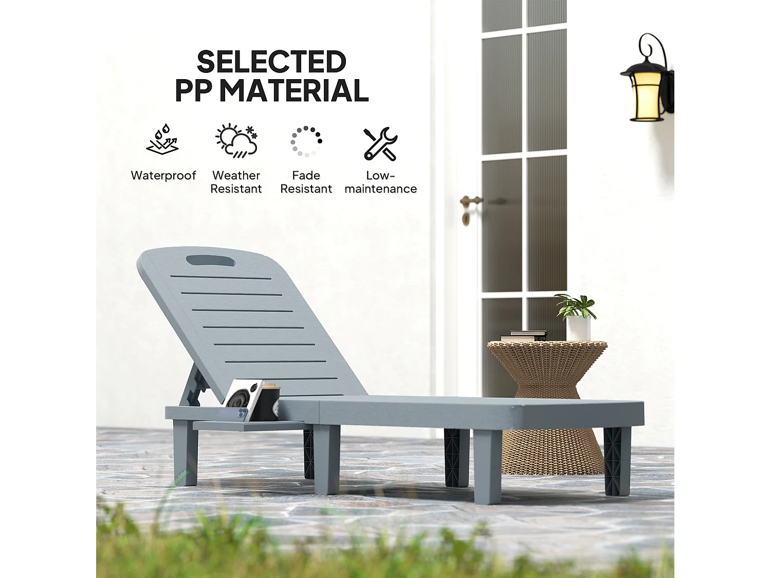 Set 2 lettini prendisole con schienale regolabile grigio scuro