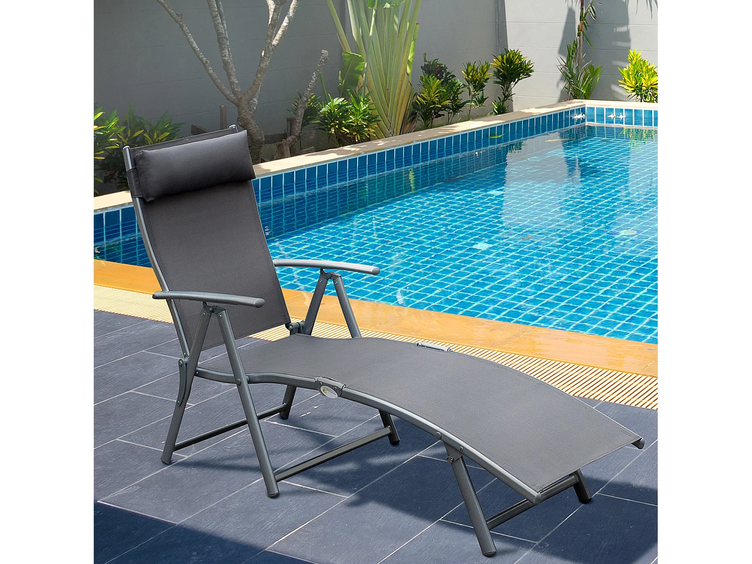 Sedia a Sdraio da Giardino Pieghevole con Cuscino e Schienale Regolabile