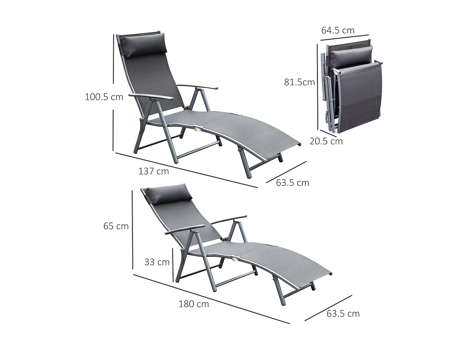 Sedia a Sdraio da Giardino Pieghevole con Cuscino e Schienale Regolabile