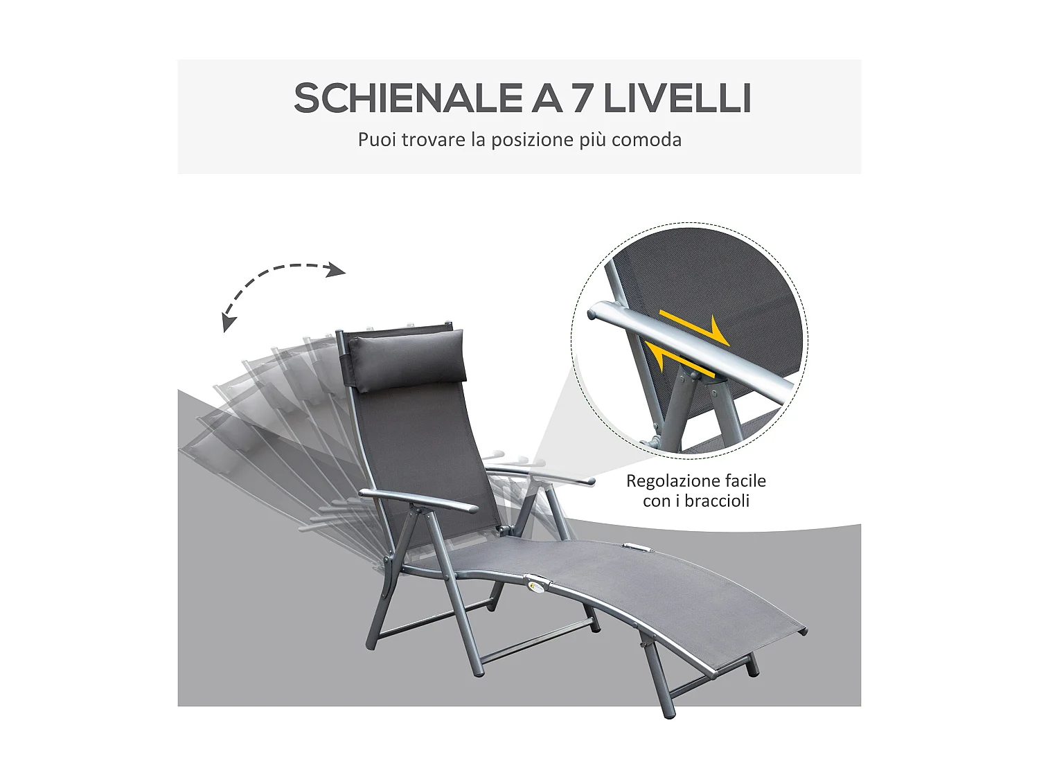 Sedia a Sdraio da Giardino Pieghevole con Cuscino e Schienale Regolabile