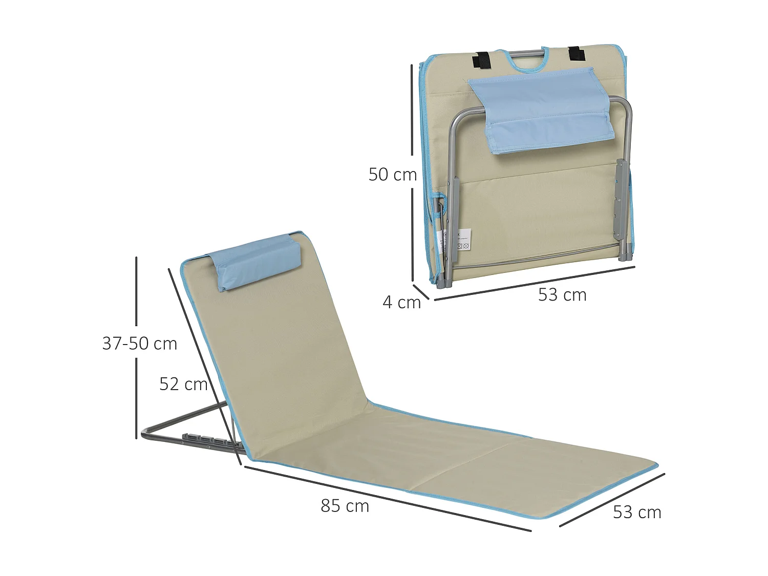 Set 2 sdraio da spiaggia con schienale regolabile poggiatesta beige