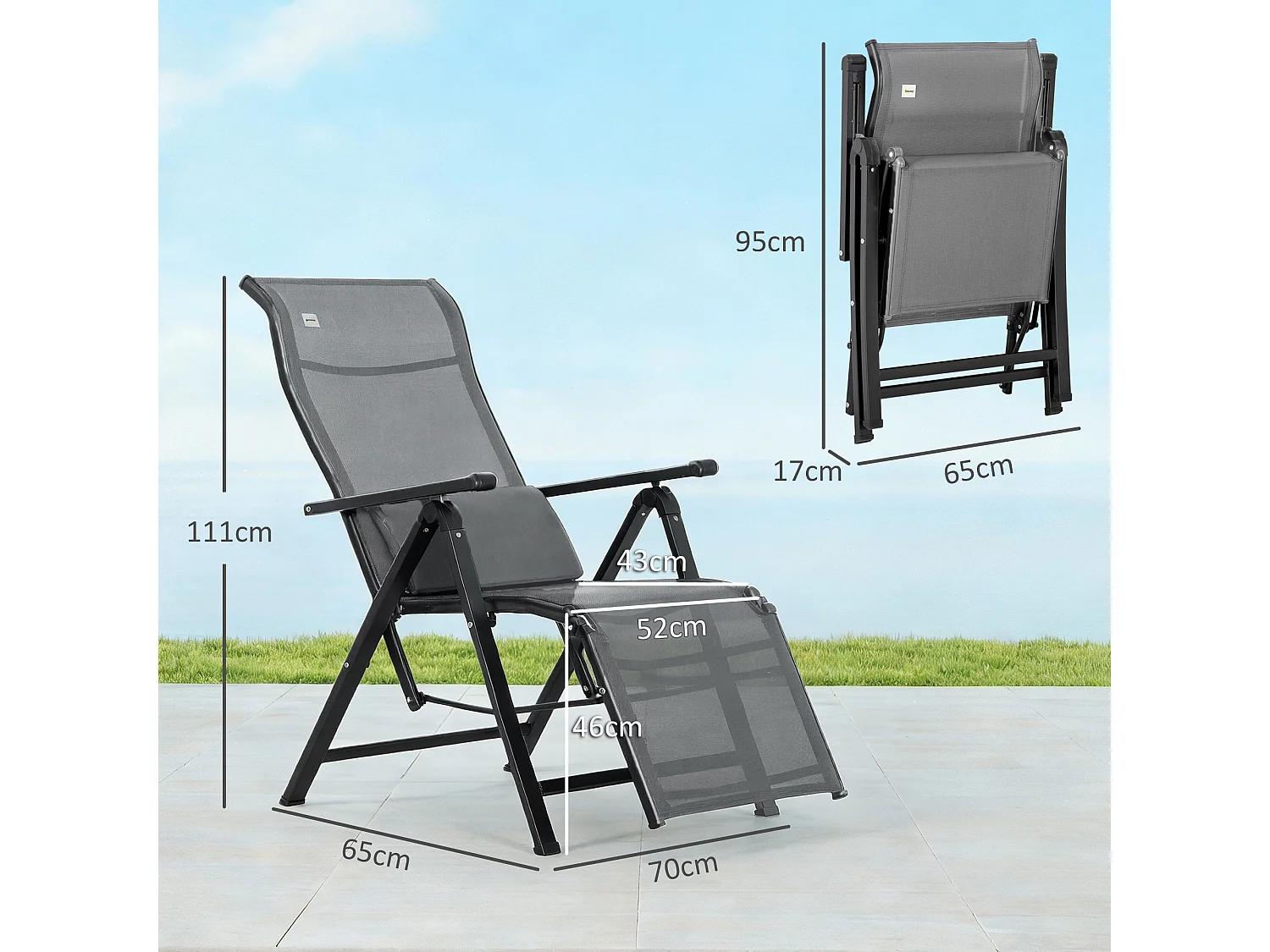 Sdraio zero gravity pieghevole e reclinabile a 9 livelli