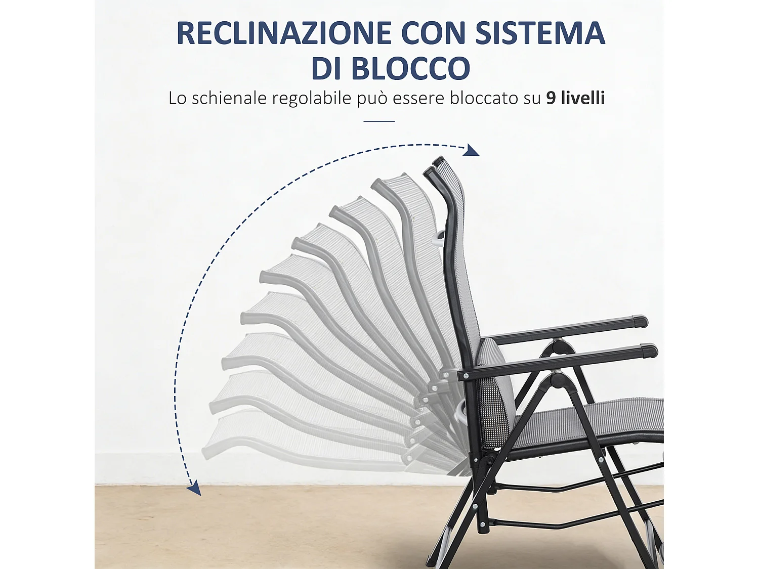 Sdraio zero gravity pieghevole e reclinabile a 9 livelli