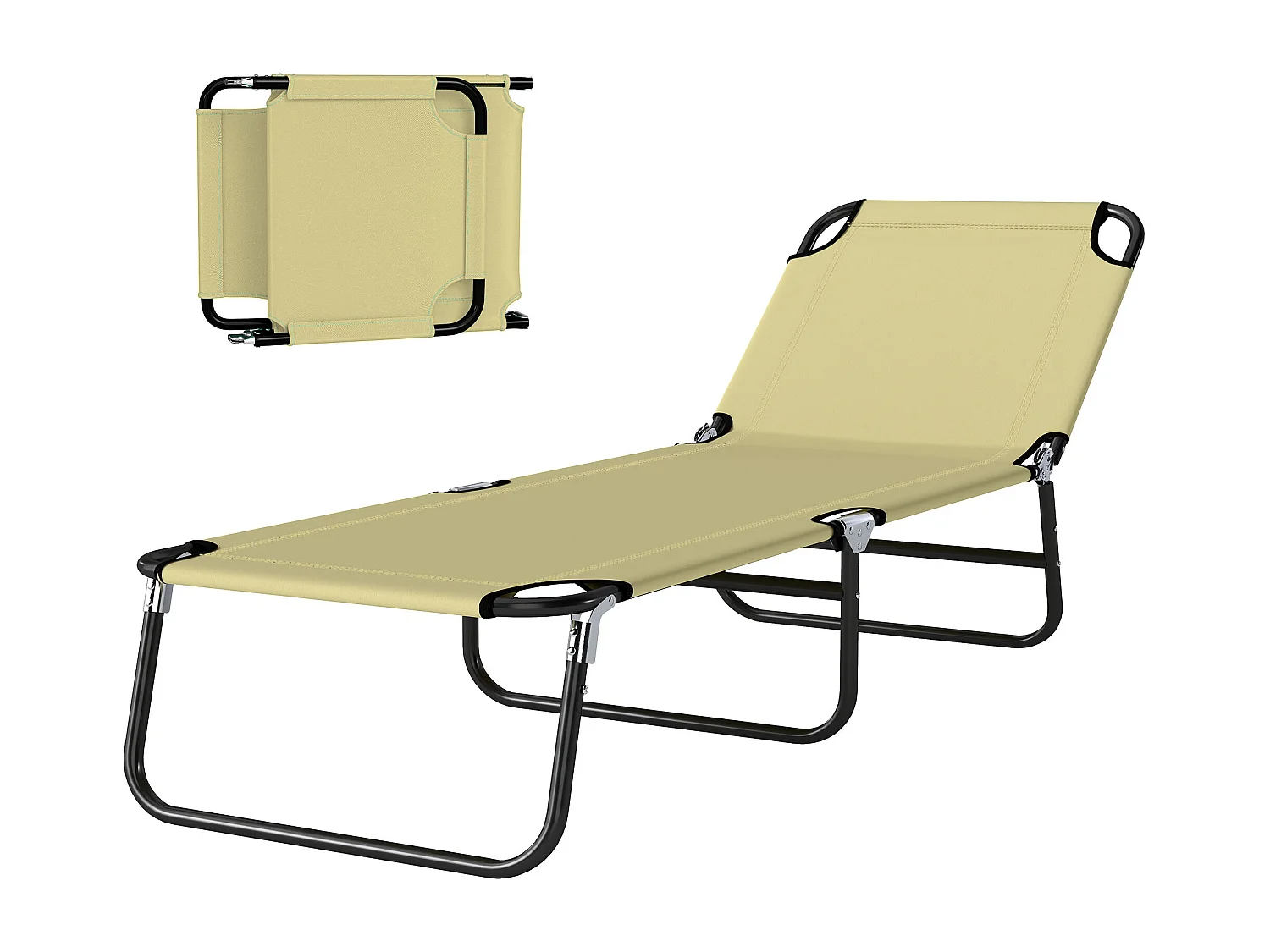 Lettino da giardino con schienale regolabile in 5 posizioni beige