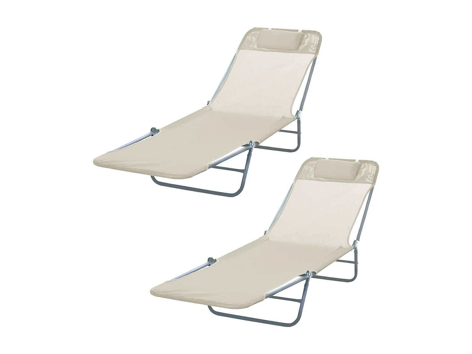 Set 2 sdraio pieghevoli con schienale reclinabile a 4 livelli