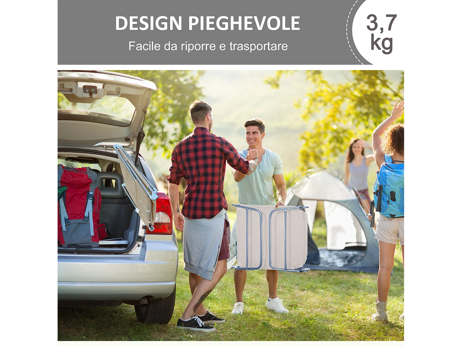 Set 2 sdraio pieghevoli con schienale reclinabile a 4 livelli