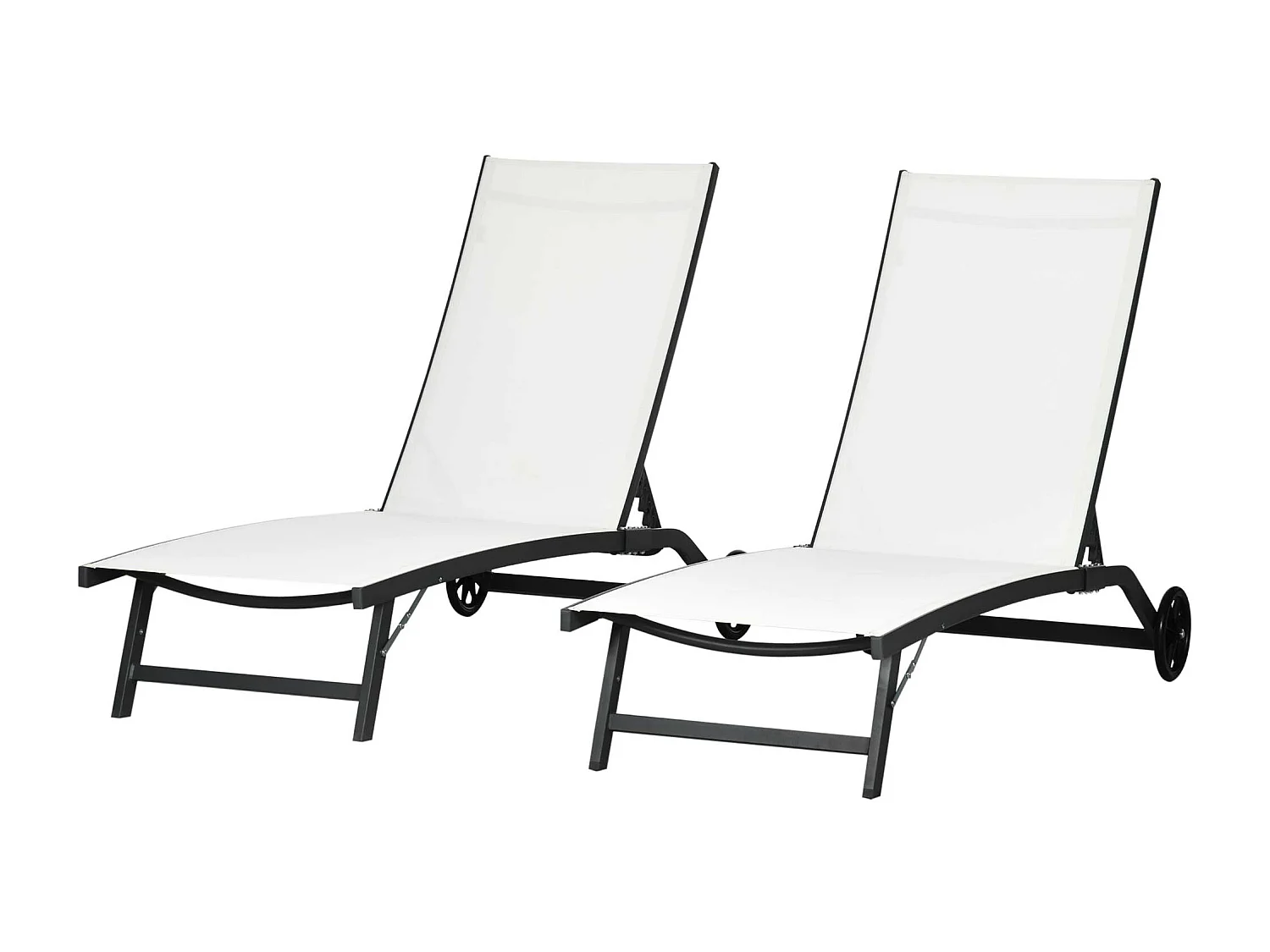 Set 2 lettini prendisole con schienale reclinabile su 5 livelli crema