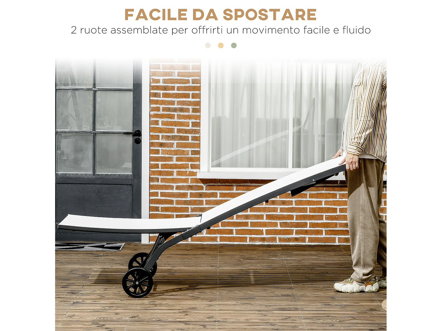 Set 2 lettini prendisole con schienale reclinabile su 5 livelli crema