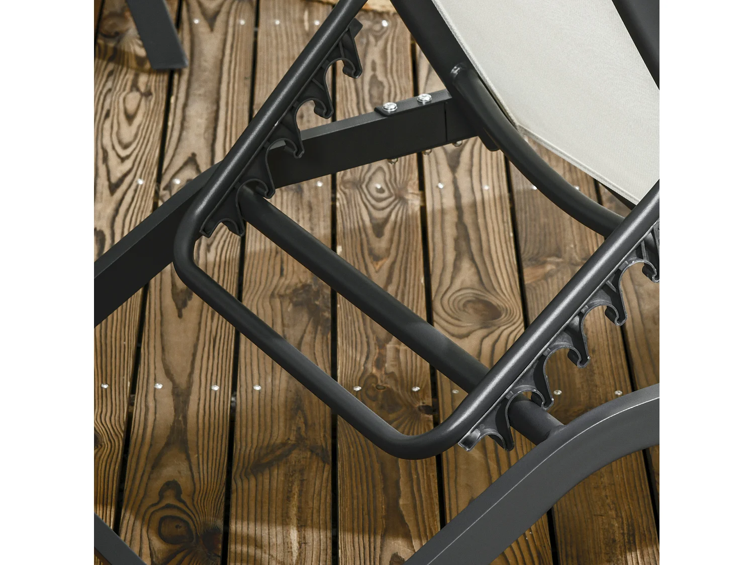 Set 2 lettini prendisole con schienale reclinabile su 5 livelli crema