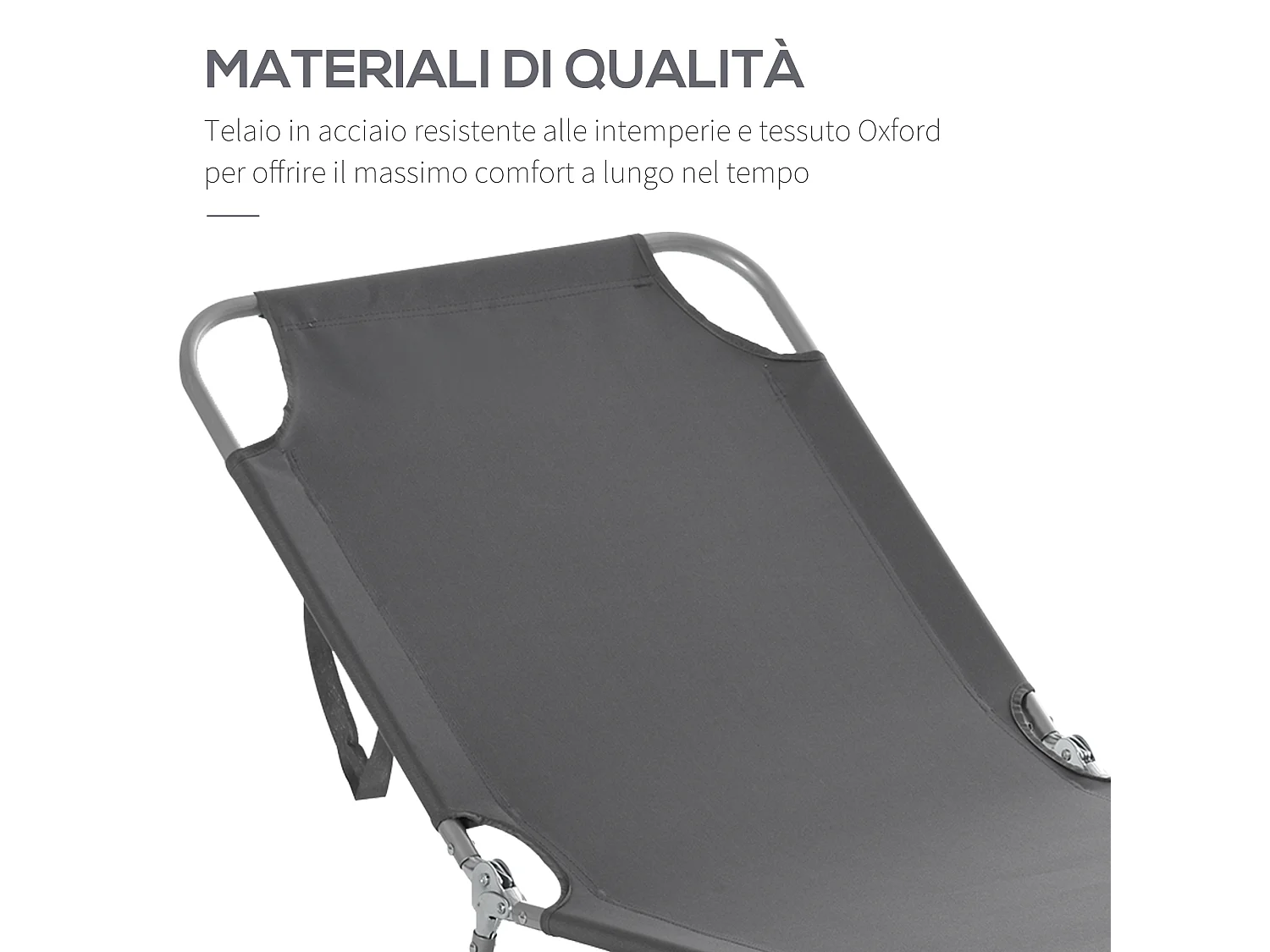 Sdraio Pieghevole con Schienale Regolabile in Tessuto Oxford per Giardino Spiaggia Piscina