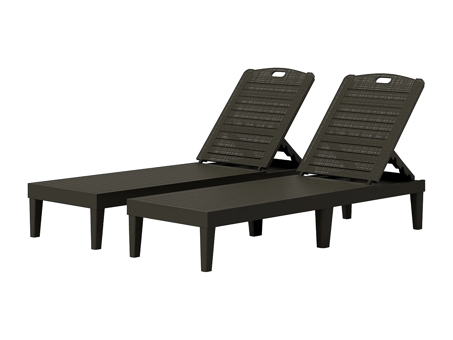 Set 2 lettini prendisole con schienale a 4 reclinazioni nero