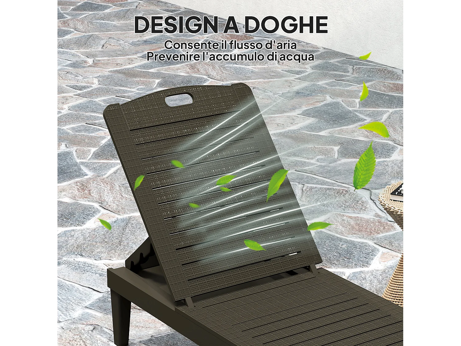 Set 2 lettini prendisole con schienale a 4 reclinazioni nero