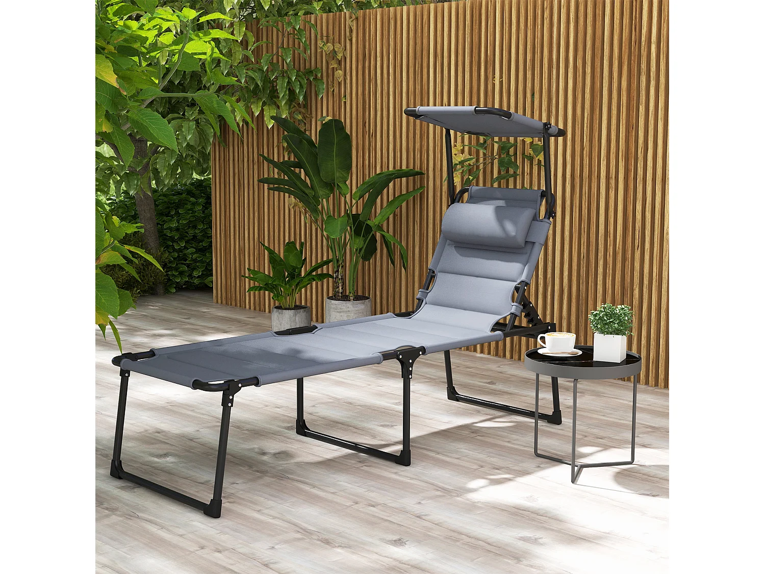 Sdraio da giardino pieghevole con schienale regolabile e cuscino