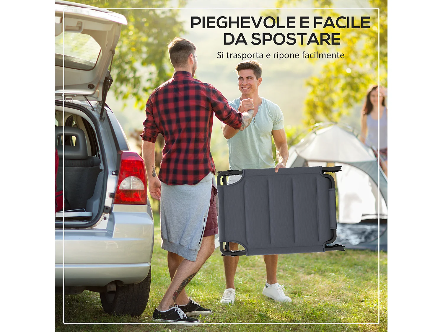 Sdraio da giardino pieghevole con schienale regolabile e cuscino