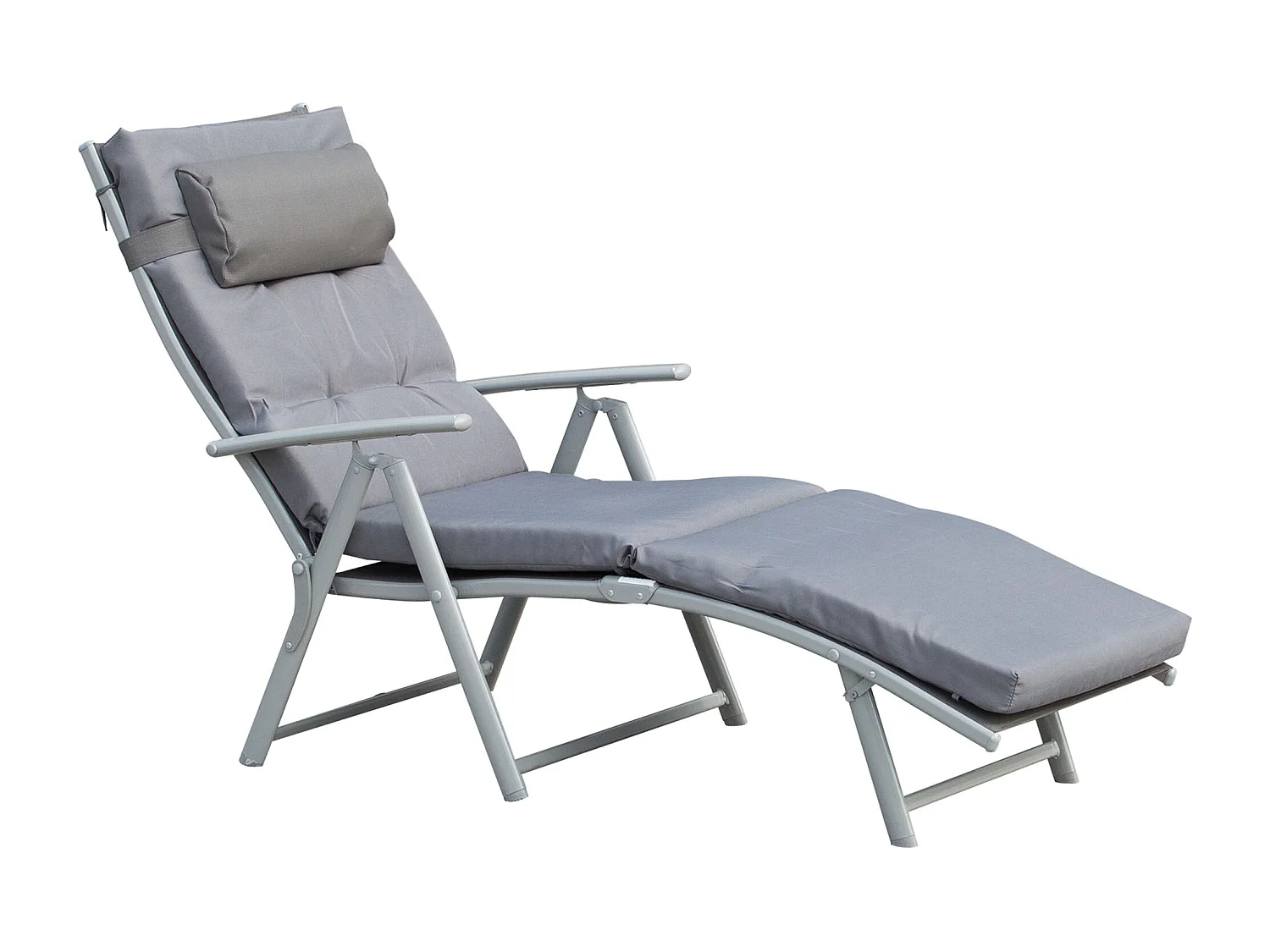 Sdraio da giardino pieghevole con materassino schienale 7 reclinazioni