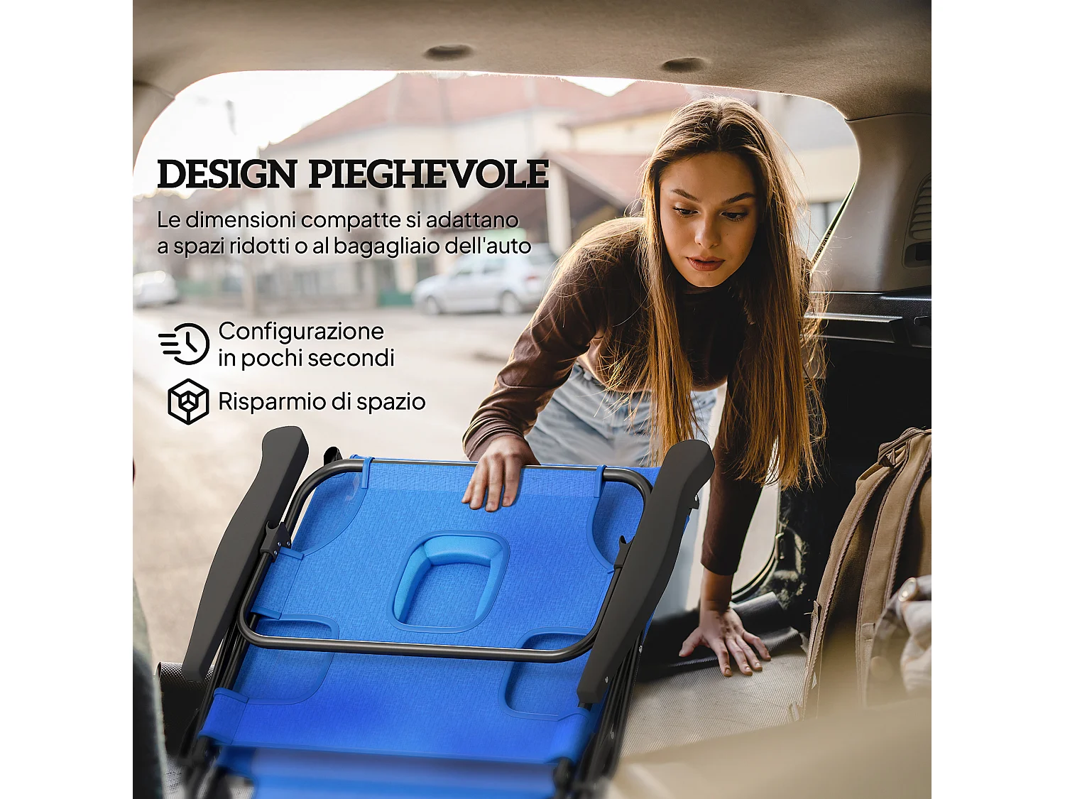 Sdraio da giardino pieghevole con schienale regolabile e foro per viso