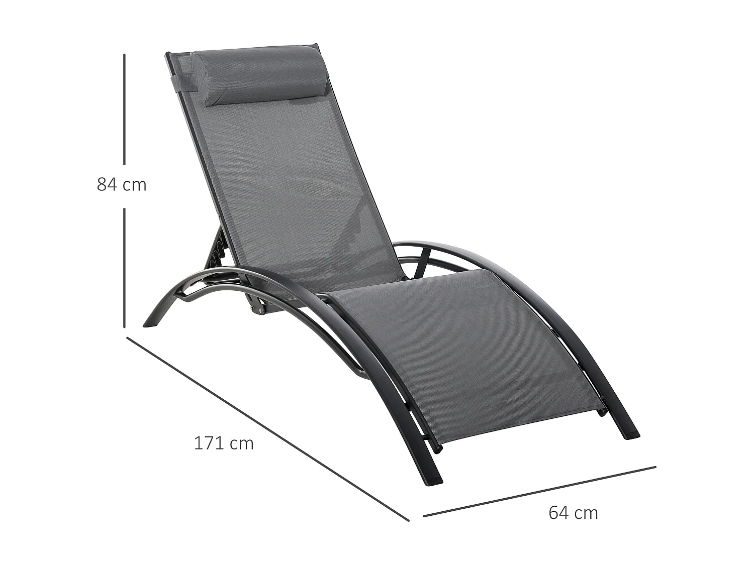 Sdraio da Giardino Reclinabile con Cuscino Rimovibile in Alluminio e Texteline