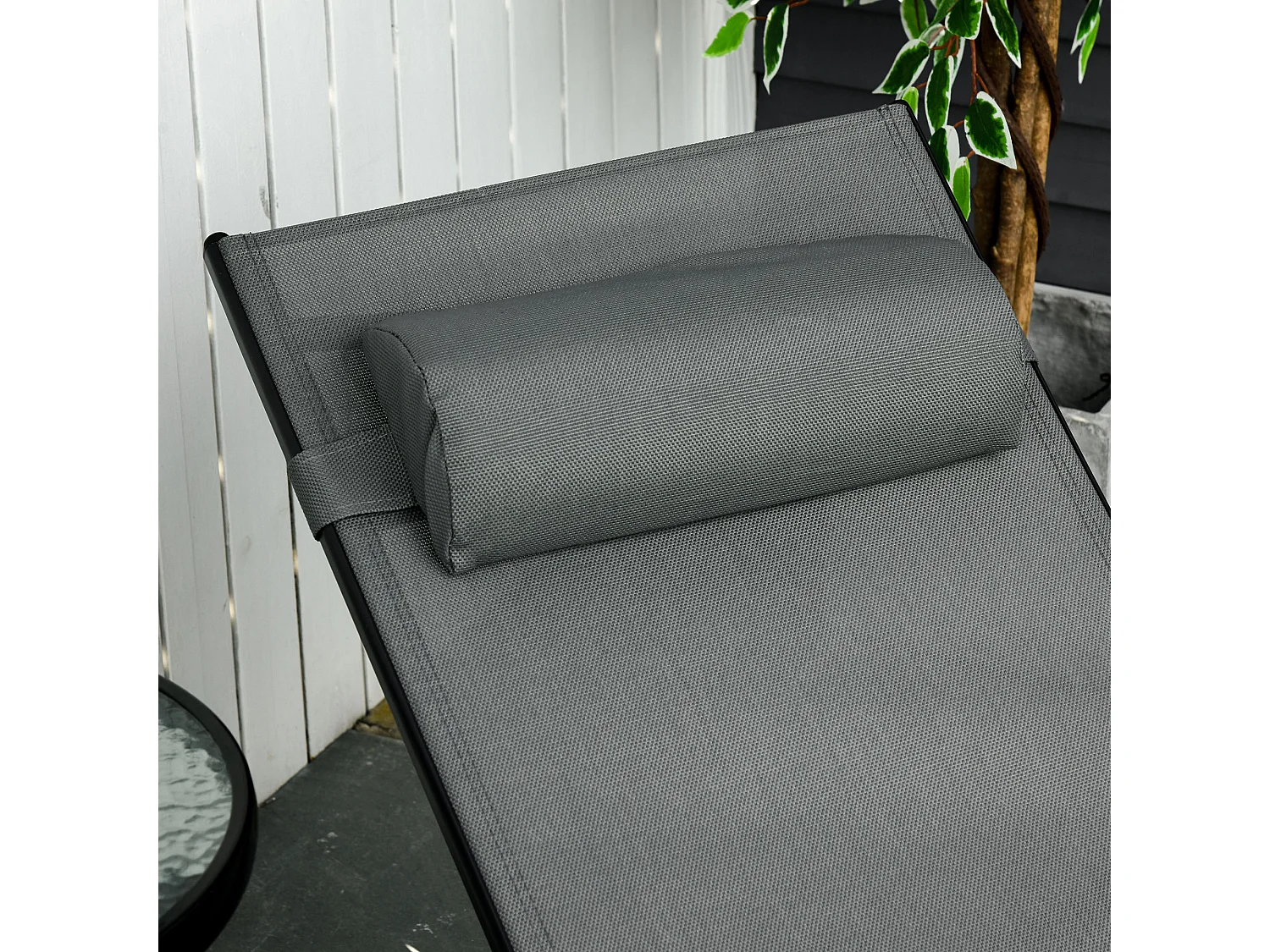 Sdraio da Giardino Reclinabile con Cuscino Rimovibile in Alluminio e Texteline