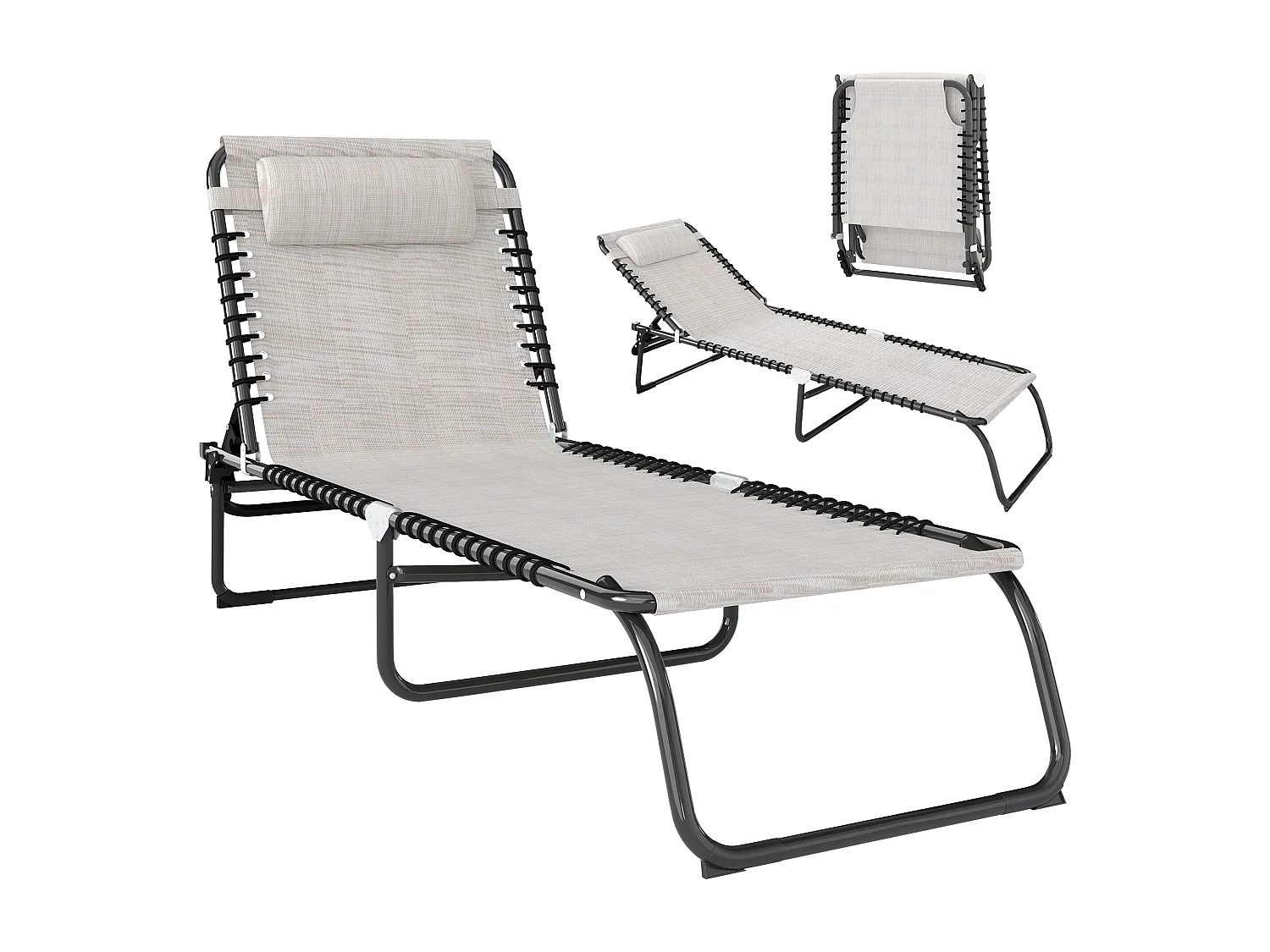 Lettino prendisole con schienale reclinabile a 4 livelli