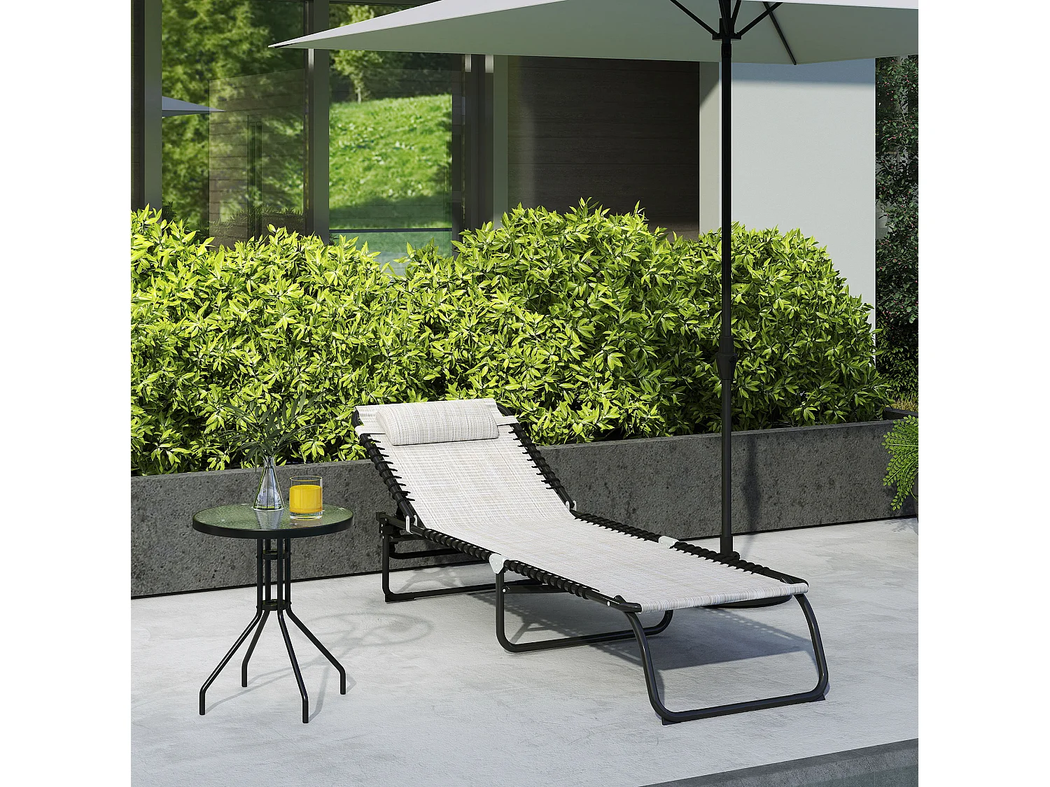 Lettino prendisole con schienale reclinabile a 4 livelli