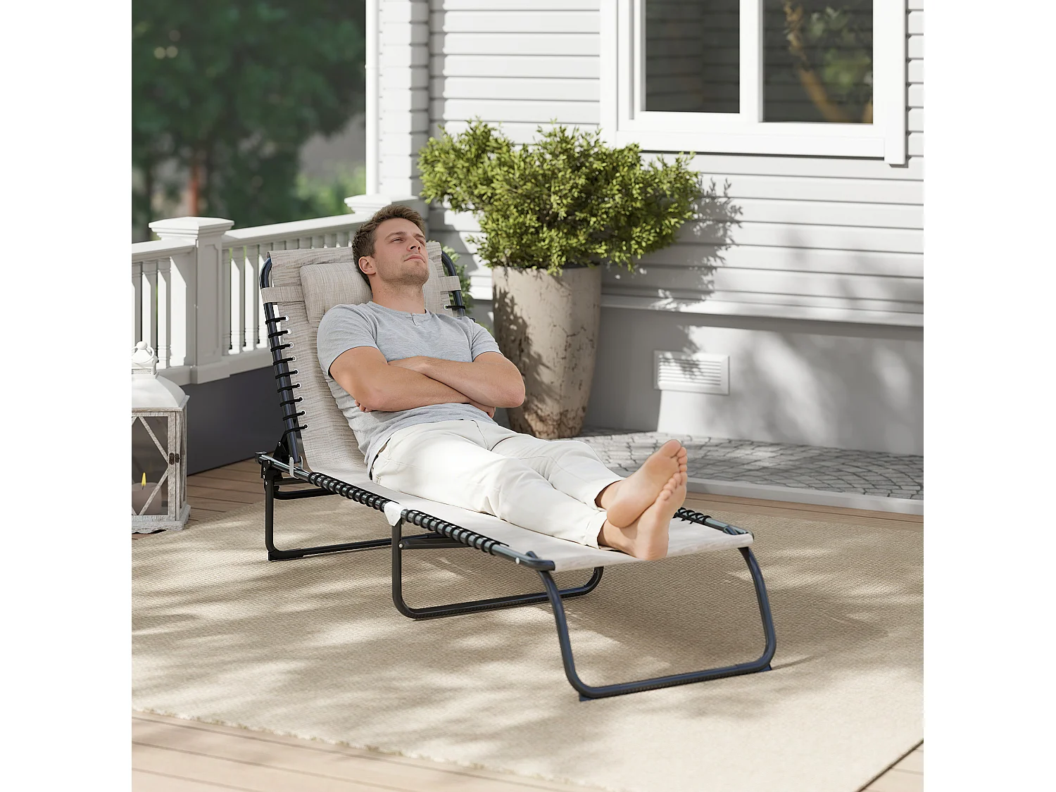 Lettino prendisole con schienale reclinabile a 4 livelli